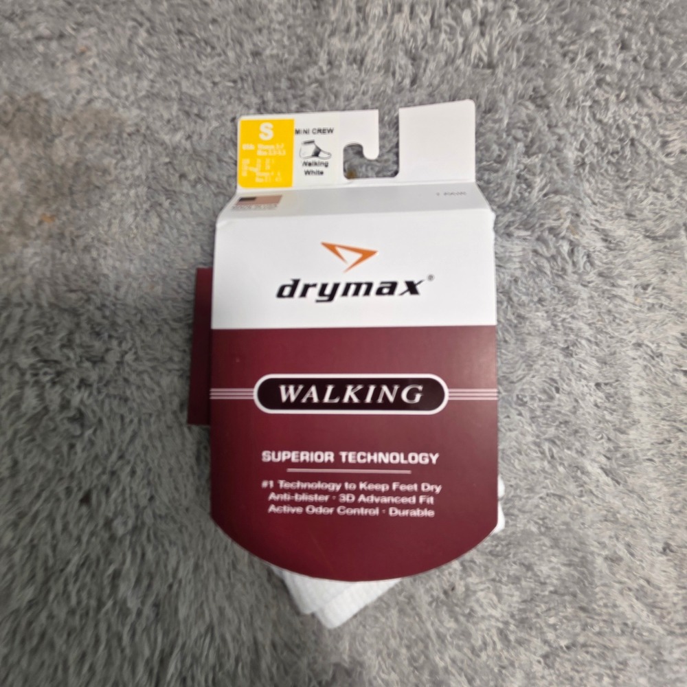 Drymax Walking Mini Crew Socks White Anti-Blister Performance Unisex Small NEW‎